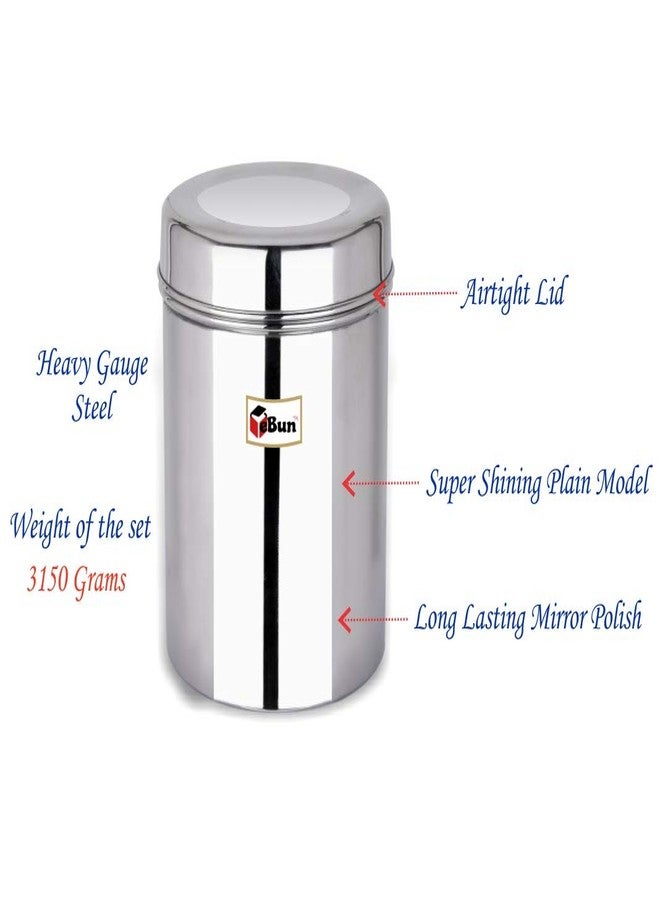 Ebun Stainless Steel Containers For Kitchen Storage 2.5 Kgs To 5 Kgs Steel Dabba Set For Kitchen Combo of 4 Dabba - Image 3
